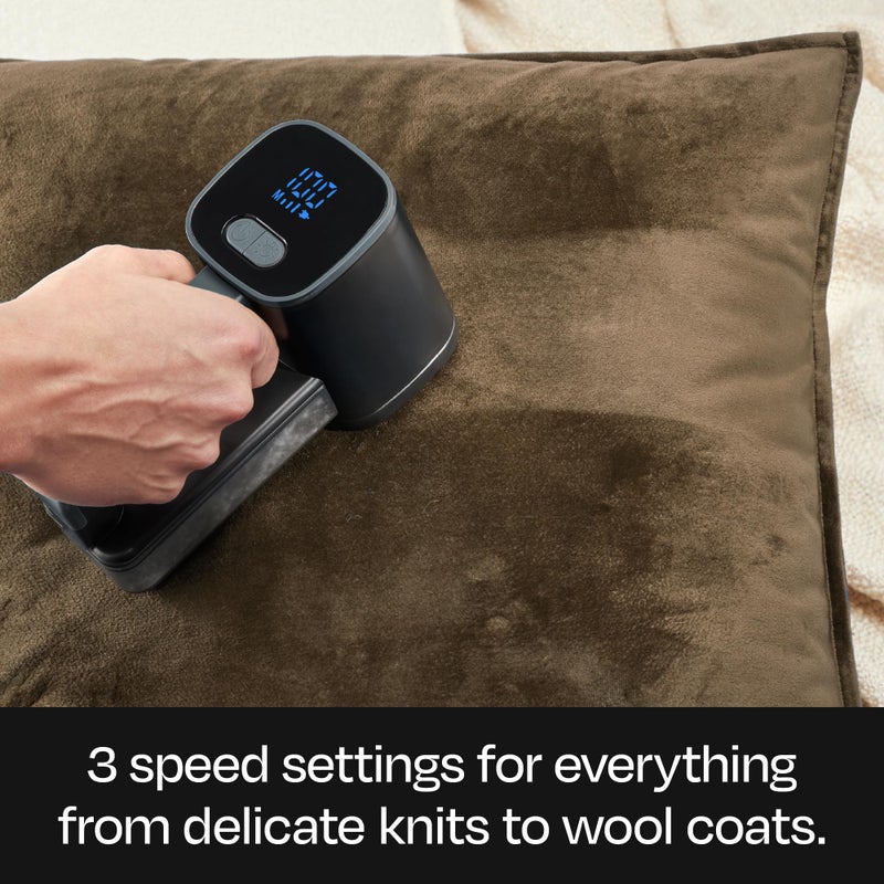 BUFF Fabric Shaver + Lint Remover, Sweater Defuzzer with 3 Motor Speeds, Remove Pills from Blankets, Couch, Clothing, Furniture, Stainless Steel Blade, USB-C Rechargeable - Black - Image 4